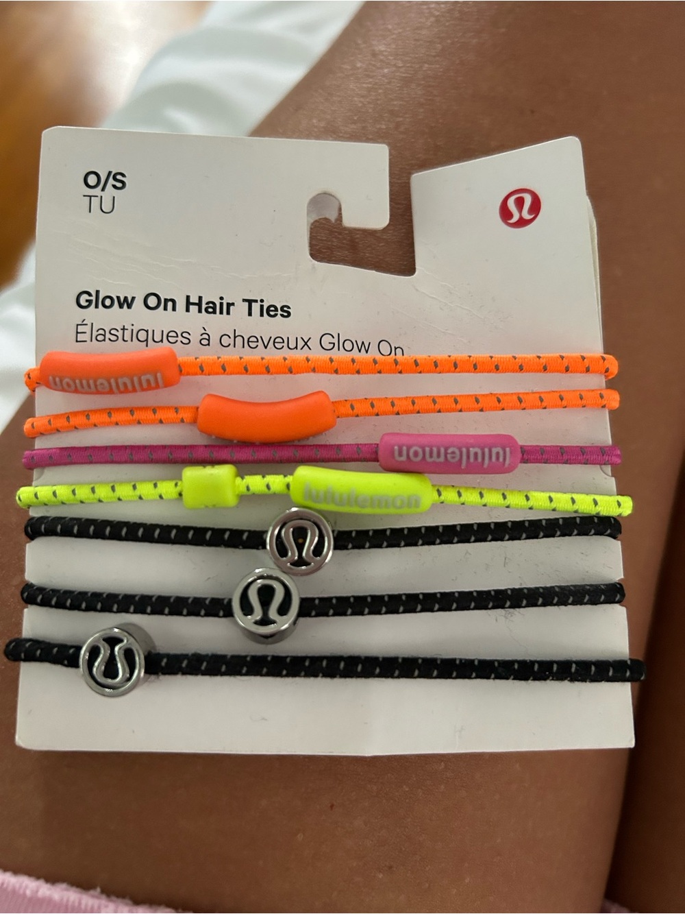 lululemon athletica Glow On Hair Ties - Neon Orange, Pink, Yellow & Black